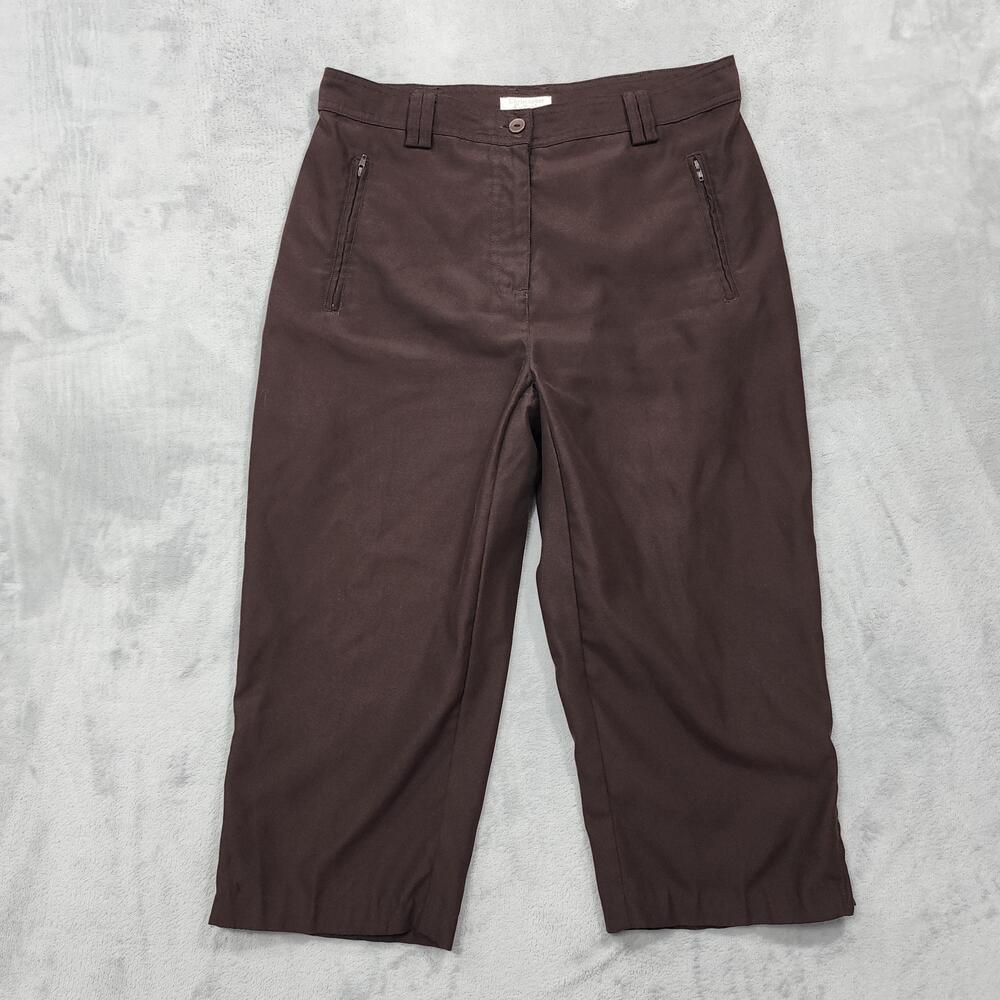 Christopher & Banks Pants Womens 8 Brown Twill Capri Crop Straight Workwear